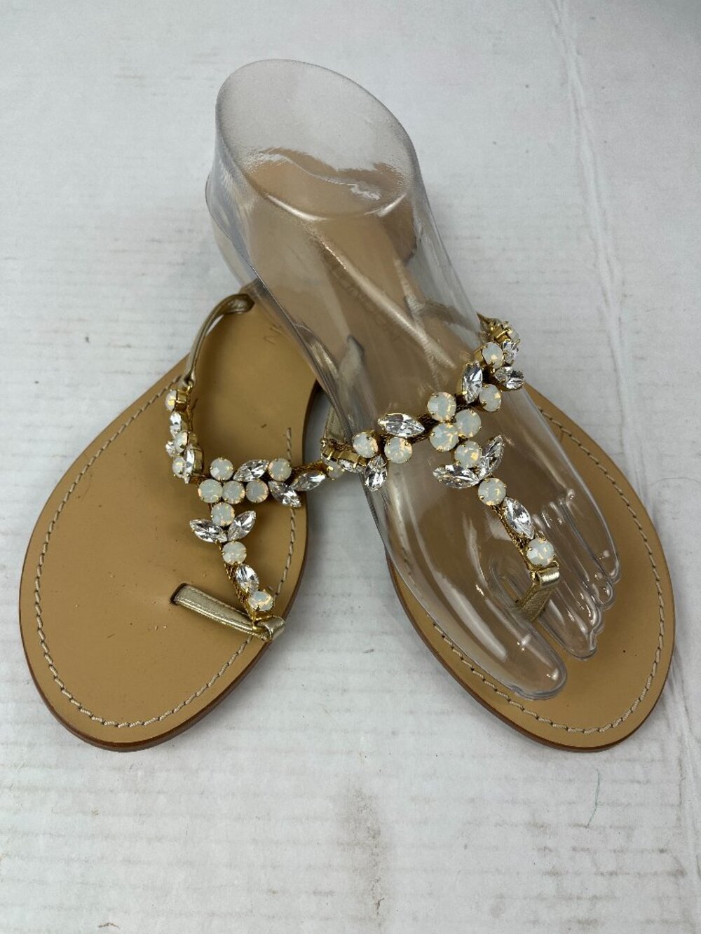 Lavorazione Artigiana, Yes London Jeweled Thong Sandals, US 9